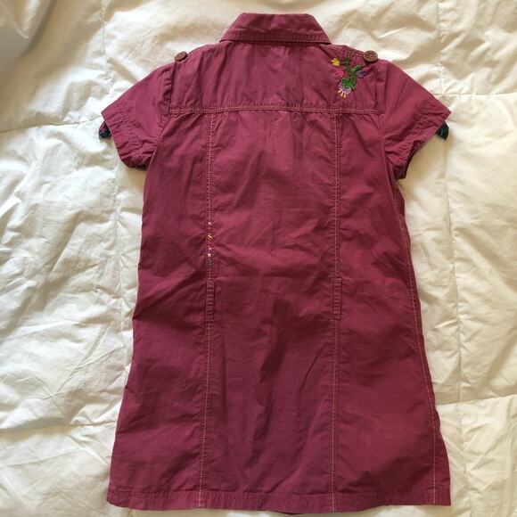 Next Girls’ Embroidered Dress Short Sleeve Flowers Boho Dark Pink Size 5 - Picture 9 of 11
